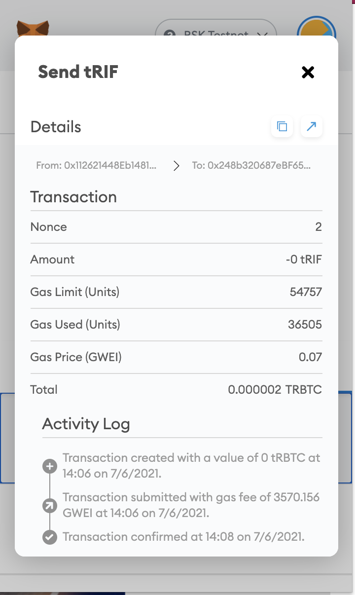 View tRIF Transactions