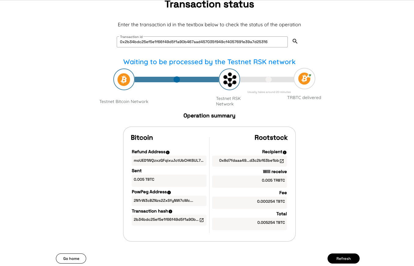 Transaction status full page