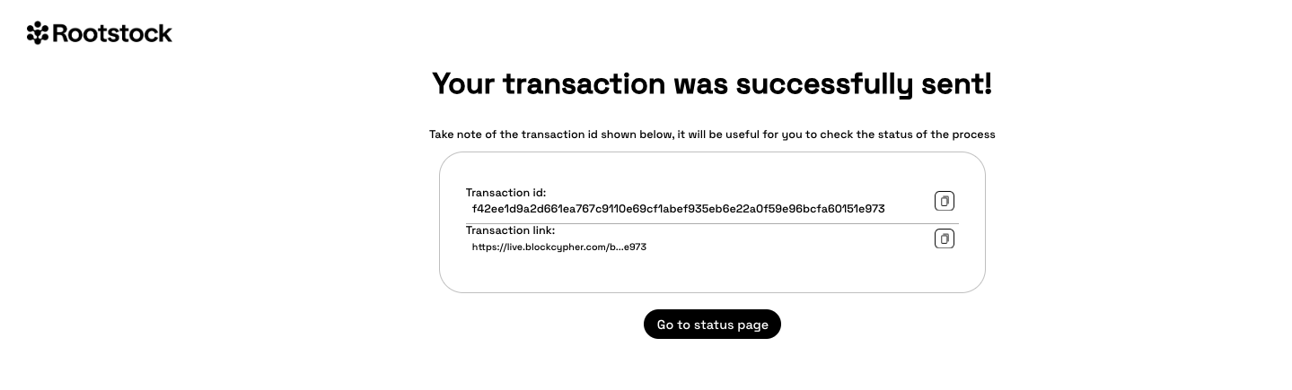 Transaction successful page