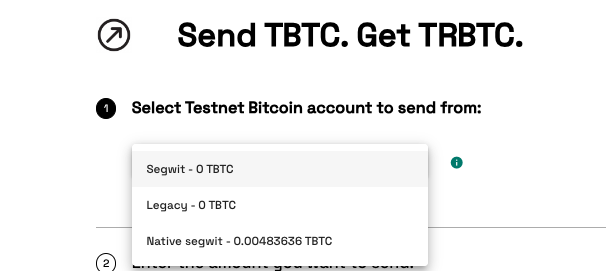 Select Testnet Bitcoin Account