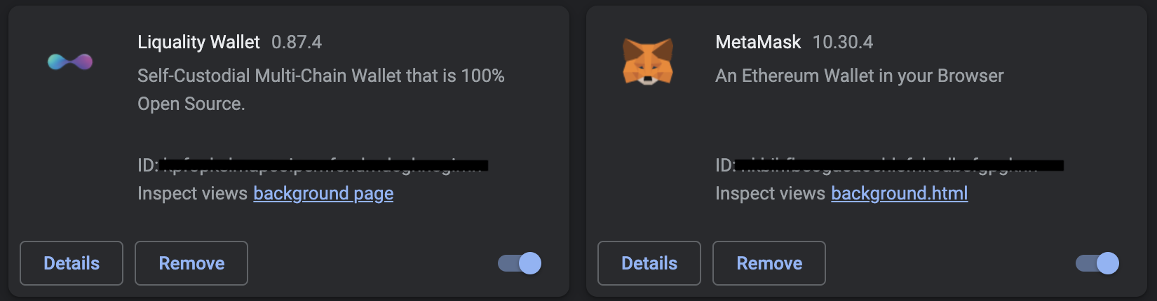 MetaMask and Liquality enabled