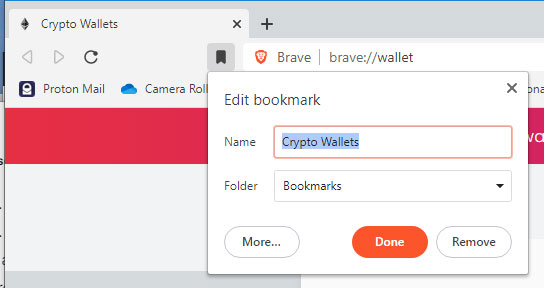 Brave - Create a wallet